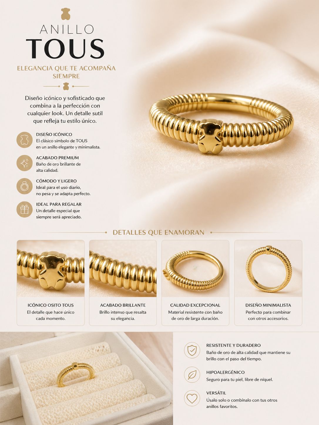 Anillo TOUS Dorado
