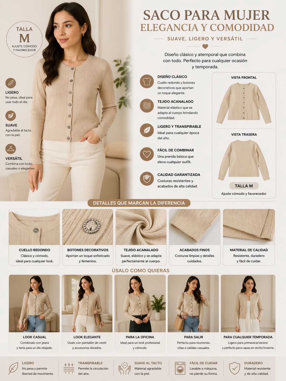 Saco Beige Botones
